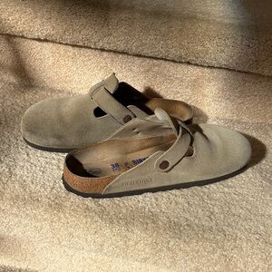 Birkenstock Womens Taupe Suede Loafers